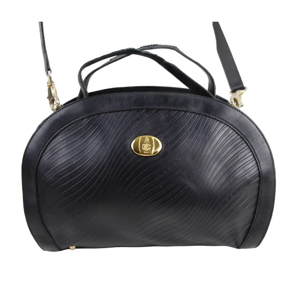 AUTHENTIC Mark Cross ITALY BLACK GENUINE LEATHER SHOULDER BAG X-BODY HANDBAG